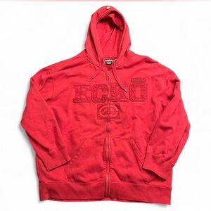 Y2K Ecko Unlimited Red Zip Heavyweight Hoodie size men’s XXXL